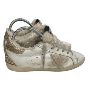 Golden Goose Super-Star Private EDT Sherpa Lined Sneaker White Gold SZ 8 38